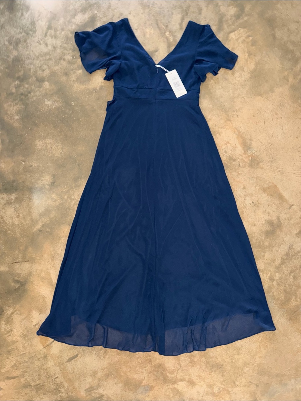 Ever Pretty Navy Charming Chiffon Bridesmaid Dress Lotus Leaf Hem NWT Size 10 - Picture 11 of 16